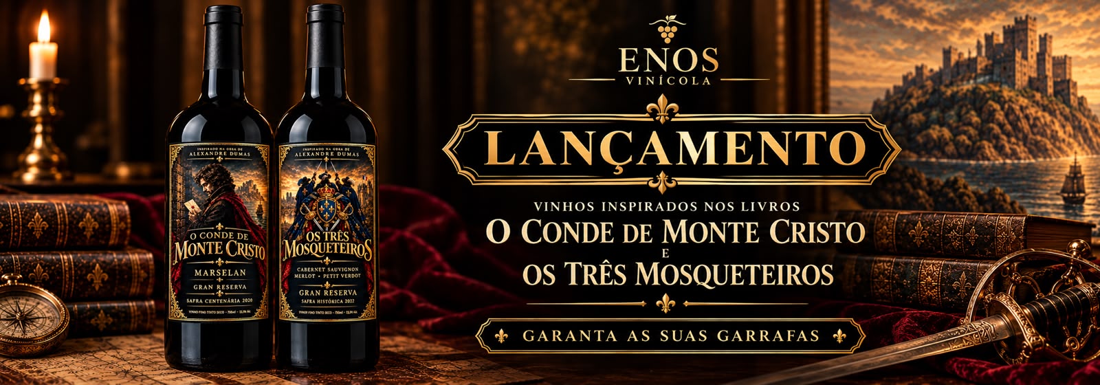 Vinho Conde Monte Cristo e Vinho Os três Mosqueteiros