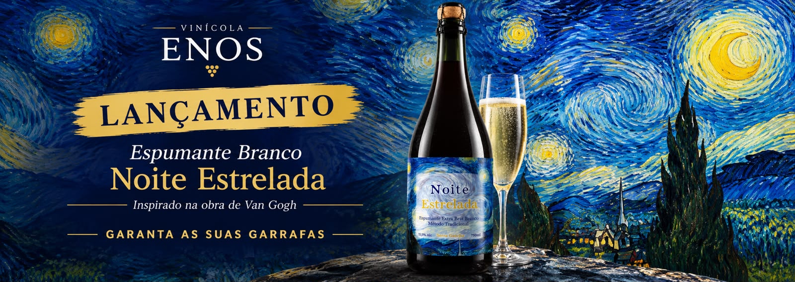 Noite Estrelada Espumante Branco Extra Brut método tradicional